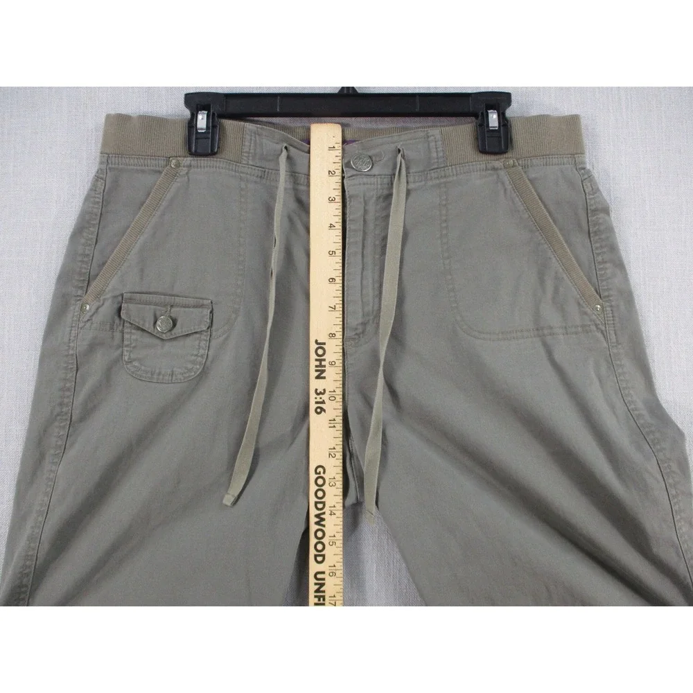 Gloria Vanderbilt Womens Cargo Shorts Olive Green Drawstring Waist Size 14